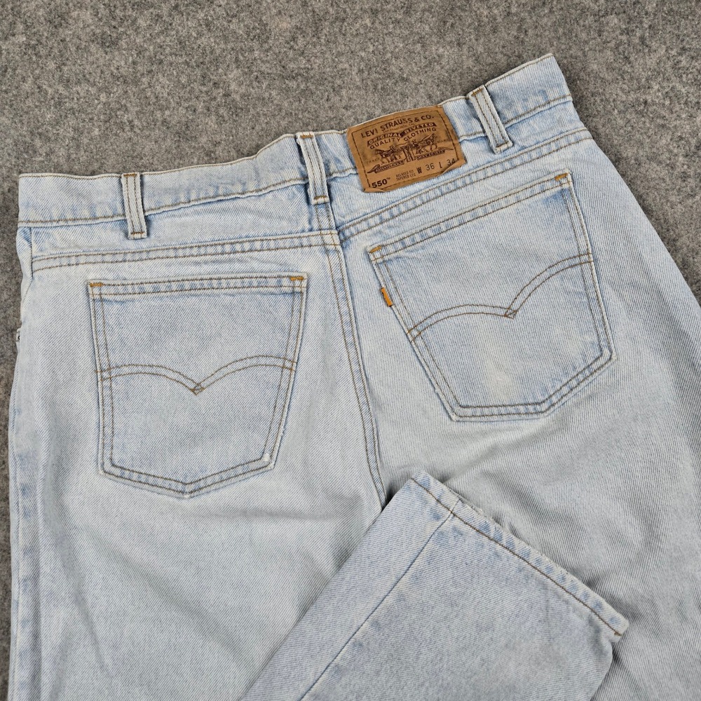Vintage Levi 550 Jeans Mens 36x34 Light Wash Relaxed Tapered Leg Denim 90s USA